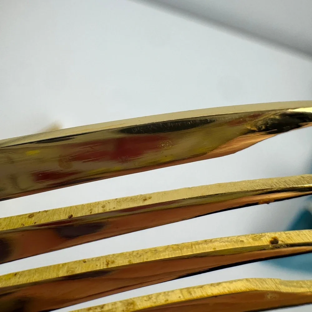 Vtg Royal Gallery Gold Plated Seafood Cocktail Forks Set 6 Japan Fluted Handle